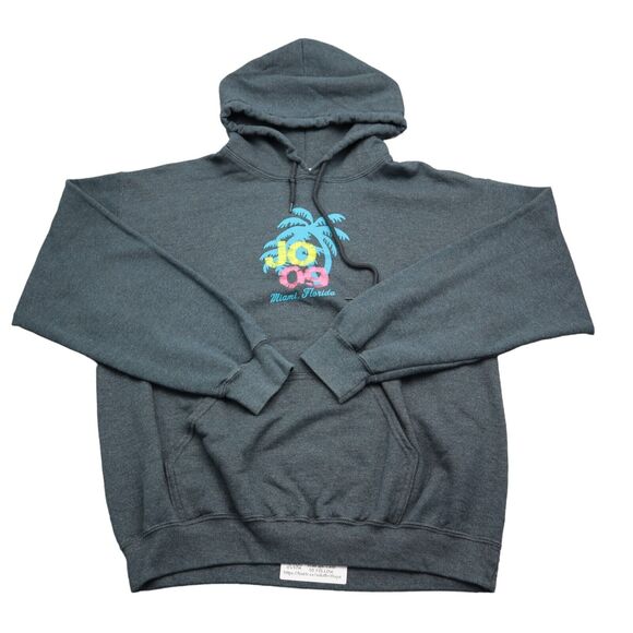 Gildan Hoodie Mens M Gray Long Sleeve Hooded Graphic Print Pocket Drawstring - Picture 1 of 16